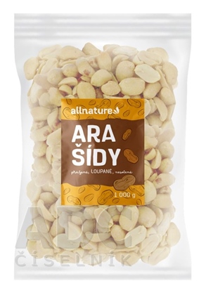 Allnature ARAŠIDY pražené nesolené lúpané
