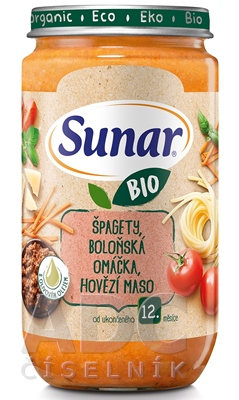 Sunar BIO príkrm ŠPAGETY, OMÁČKA, HOVÄDZIE MÄSO