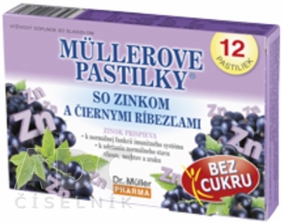 MÜLLEROVE PASTILKY SO ZINKOM A ČIERNYMI RÍBEZĽAMI