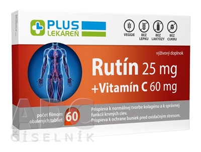 PLUS LEKÁREŇ Rutín 25 mg + Vitamín C 60 mg