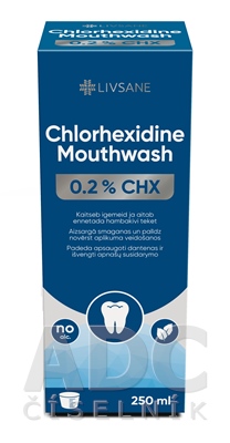 LIVSANE Ústna voda s obsahom 0,2 % chlórhexidínu