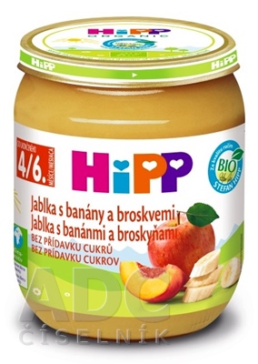 HiPP BIO 100% Ovocie Jablká, banány a broskyne