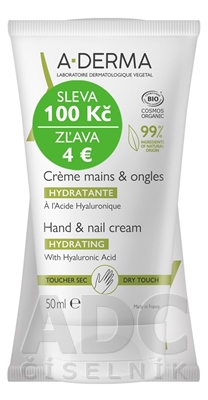 A-DERMA KRÉM na ruky a nechty HYDRATAČNÝ (DUO)