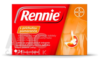 Rennie s príchuťou pomaranča 680 mg/80 mg