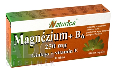 Naturica MAGNEZIUM 250 mg+B6+Ginkgo+vitamín E
