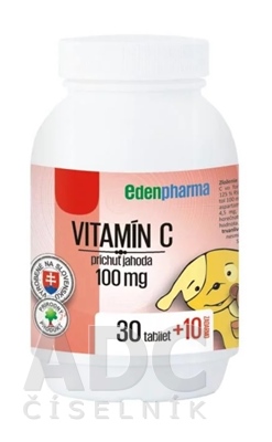 EDENPharma VITAMÍN C 100 mg príchuť jahoda
