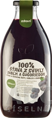 zdravo 100% ŠŤAVA Z CVIKLY, JABĹK A ČUČORIEDOK