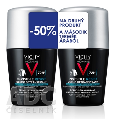 VICHY HOMME INVISIBLE RESIST DETRANSPIRANT 72H DUO