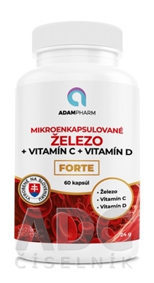 ADAMPharm ŽELEZO + Vitamín C + Vitamín D FORTE