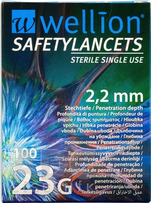 Wellion SAFETYLANCETS 23G - Lanceta bezpečnostná