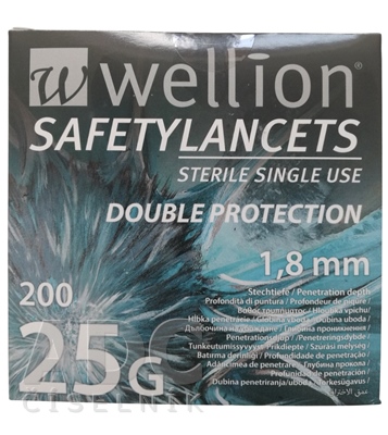 Wellion SAFETYLANCETS 25G - Lanceta bezpečnostná
