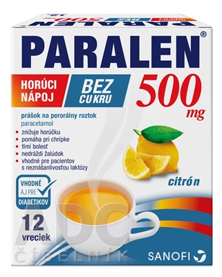 PARALEN horúci nápoj bez cukru 500 mg