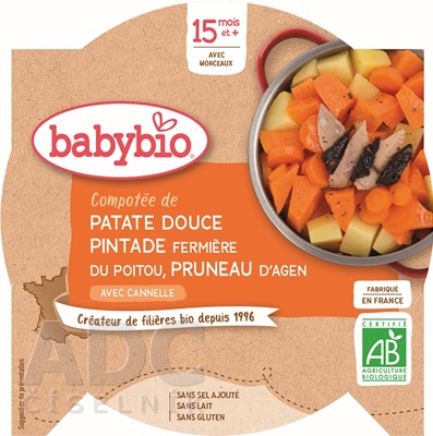 BabyBIO Batáty s mäsom z perličky a slivkami