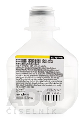 Metronidazole Noridem 5 mg/ml infúzny roztok