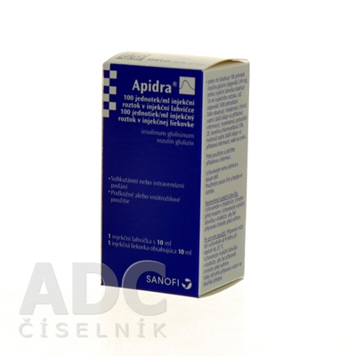 Apidra 100 jednotiek/ml inj. roztok v liekovke