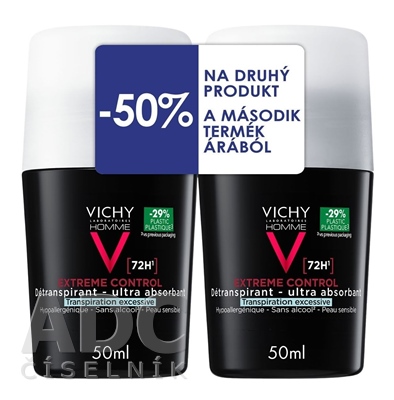 VICHY HOMME EXTREME CONTROL DETRANSPIRANT 72H DUO