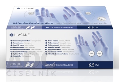LIVSANE Premium Latexové rukavice pudrované (S)