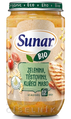Sunar BIO príkrm ZELENINA, CESTOVINY, KURACIE MÄSO