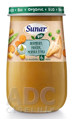 Sunar BIO príkrm ZEMIAKY, HRÁŠOK, MORSKÁ ŠŤUKA