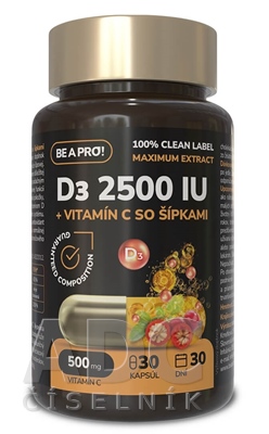 BE A PRO! D3 2500 IU + Vitamín C so šípkami
