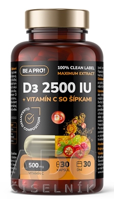 BE A PRO! D3 2500 IU + Vitamín C so šípkami